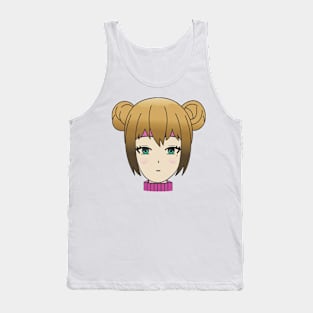 ANIME BRUNETTE GIRL GREEN EYES DESIGN Tank Top